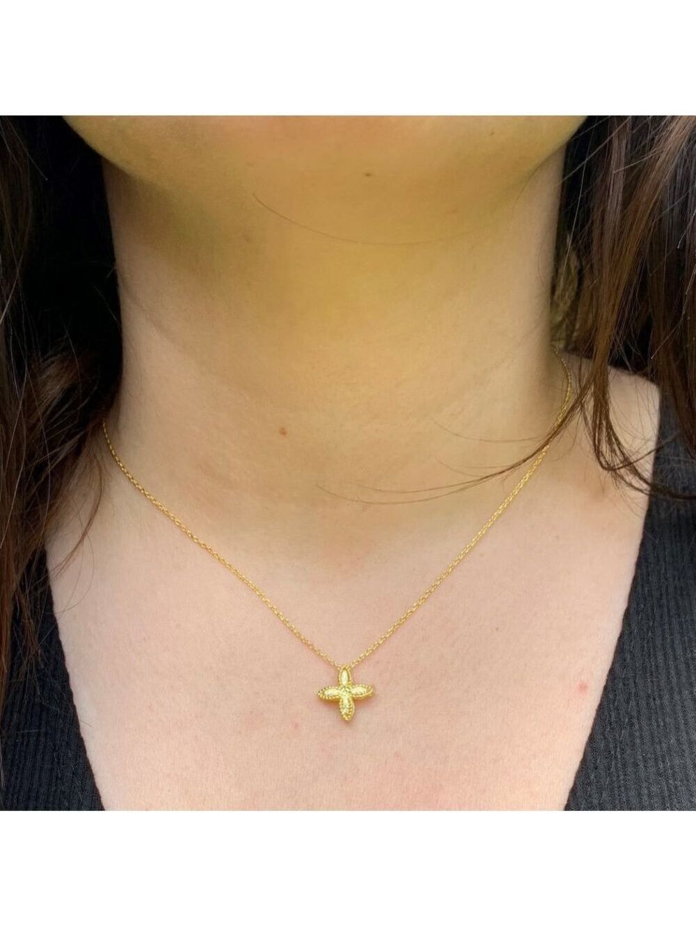 14kt GP Sterling Silver Clover Necklace - Picture 7 of 9
